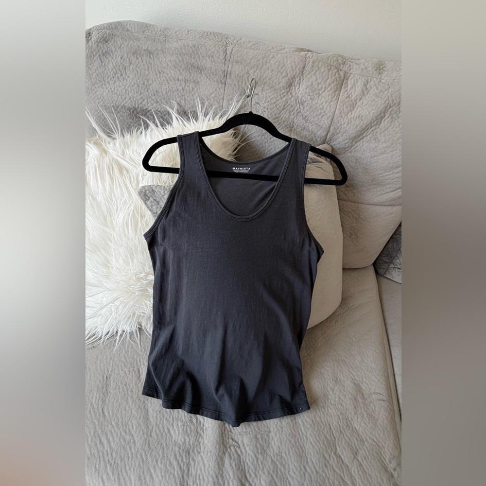 Athleta Charcoal Scoop Neck Tank Top